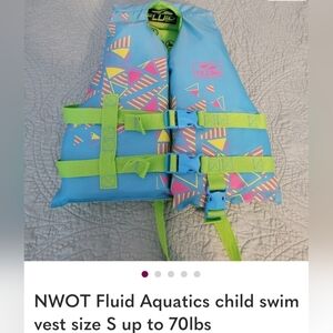 Kids Swim Vest - Blue with Neon Accents SIZE S